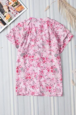 Outlet Dear-Lover Floral Mandarin Collar Top Pink