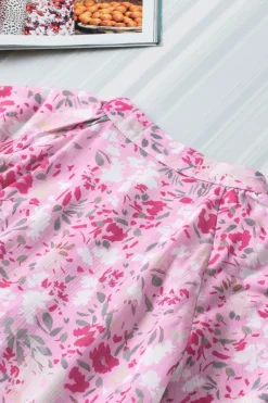 Outlet Dear-Lover Floral Mandarin Collar Top Pink