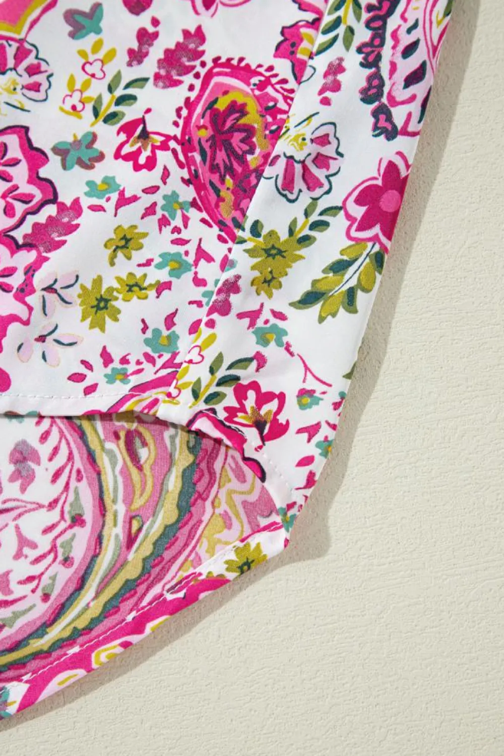 Hot Dear-Lover Floral Paisley Printed Casual Shirt Pink