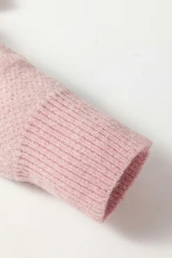 Best Dear-Lover Floral Pattern Half Zip Drop Shoulder Sweater Pink