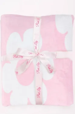 Online Dear-Lover Floral Pattern Square Blanket Pink