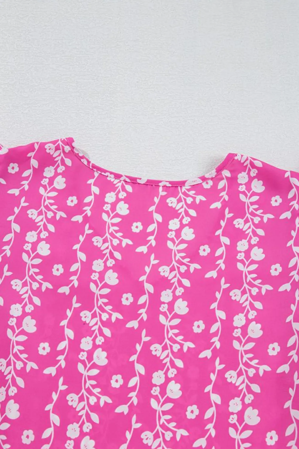 Outlet Dear-Lover Floral Print Ric-rac Tiered Ruffled V Neck Blouse Pink