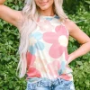Discount Dear-Lover Floral Print Round Neck Sleeveless Top Pink