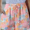 New Dear-Lover Floral Print Side Pockets Drawstring Casual Shorts Pink