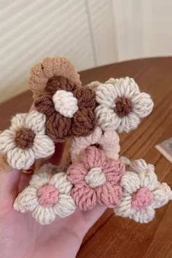 Online Dear-Lover Flower Crochet Cover Large Hair Claw Clip Pink