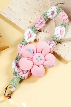 Sale Dear-Lover Flower Decor Daisy Crochet Phone Strap Pink