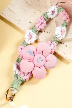 Sale Dear-Lover Flower Decor Daisy Crochet Phone Strap Pink