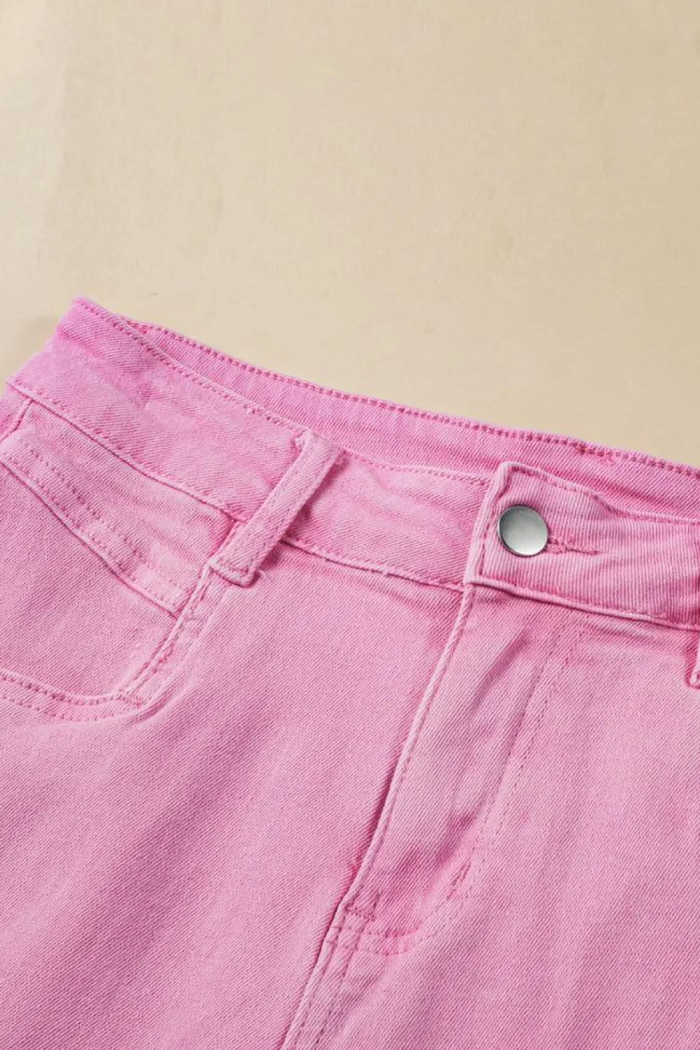 Discount Dear-Lover Frayed Edge Mid Rise Denim Shorts Pink