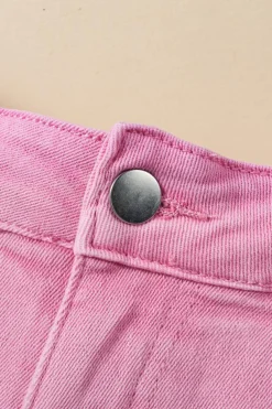 Discount Dear-Lover Frayed Edge Mid Rise Denim Shorts Pink
