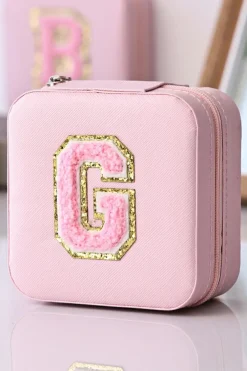Clearance Dear-Lover G Chenille Letter Jewelry Organizer Box Pink
