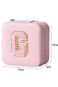 Clearance Dear-Lover G Chenille Letter Jewelry Organizer Box Pink