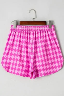 Discount Dear-Lover Geometric Print Active Casual Shorts with Slits Pink