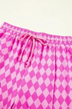 Discount Dear-Lover Geometric Print Active Casual Shorts with Slits Pink