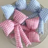 New Dear-Lover Gingham Puffer Bow Knot Bag Pendant Keychain Pink