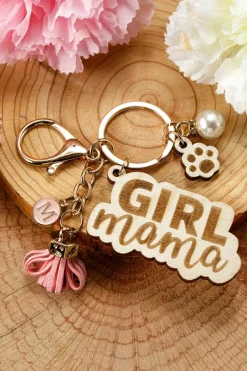 Clearance Dear-Lover Girl Mama Dog Claw Pearl Tassel Keychain Pink
