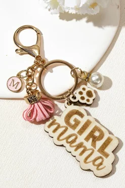Clearance Dear-Lover Girl Mama Dog Claw Pearl Tassel Keychain Pink