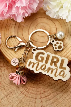 Clearance Dear-Lover Girl Mama Dog Claw Pearl Tassel Keychain Pink