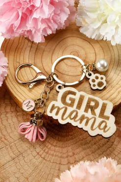 Clearance Dear-Lover Girl Mama Dog Claw Pearl Tassel Keychain Pink