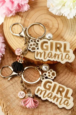 Clearance Dear-Lover Girl Mama Dog Claw Pearl Tassel Keychain Pink