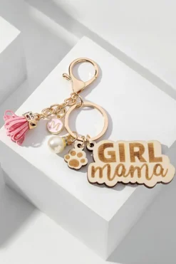 Clearance Dear-Lover Girl Mama Dog Claw Pearl Tassel Keychain Pink