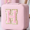 Hot Dear-Lover H Chenille Letter Jewelry Organizer Box Pink