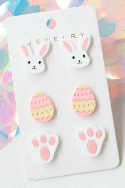 Discount Dear-Lover Happy Easter Day Cute Earrings Pink