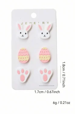 Discount Dear-Lover Happy Easter Day Cute Earrings Pink