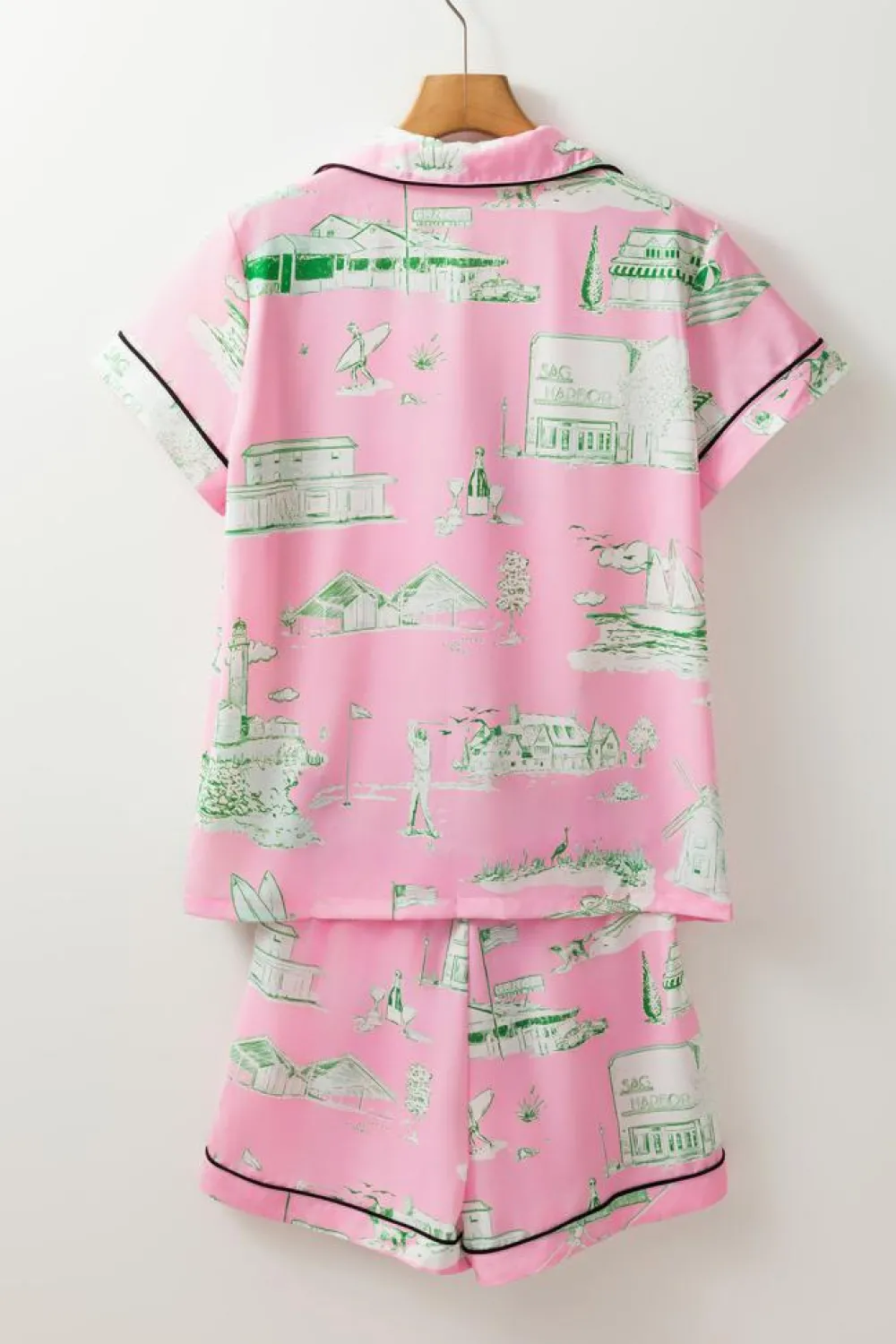 Best Dear-Lover Holiday Resort Short 2pcs Pajama Set Pink
