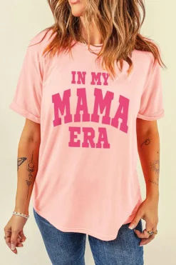 Online Dear-Lover IN MY MAMA ERA Crew Neck Graphic T Shirt Pink