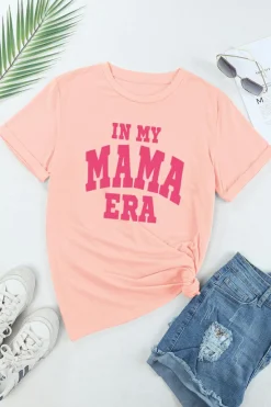 Online Dear-Lover IN MY MAMA ERA Crew Neck Graphic T Shirt Pink