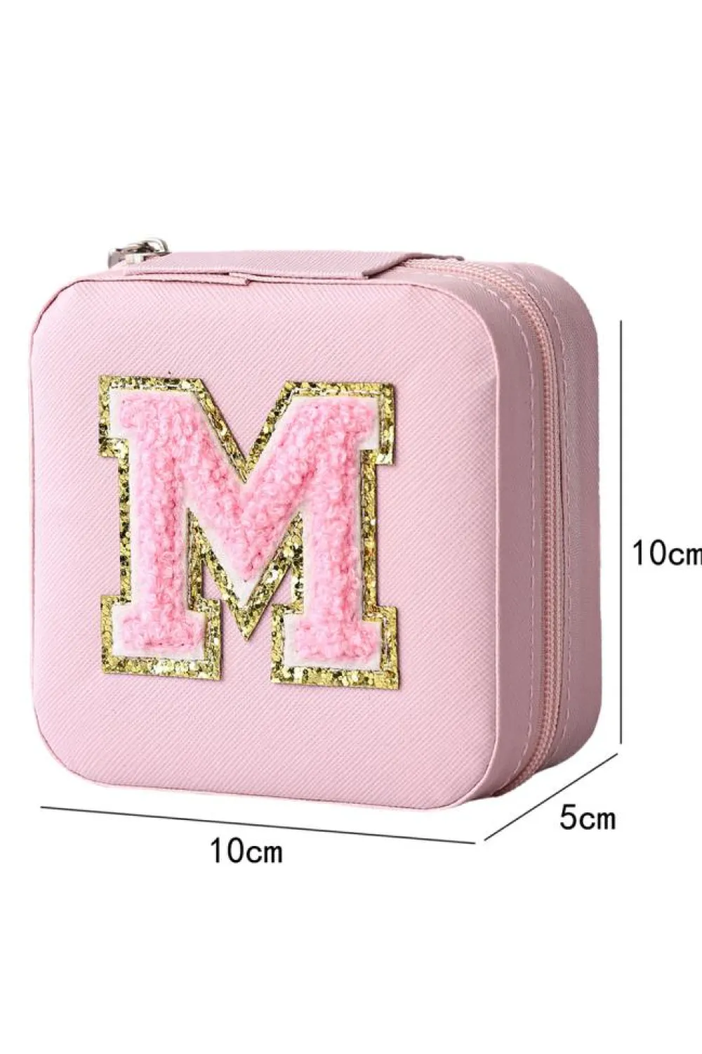 Sale Dear-Lover Initial M Chenille Square Jewelry Box Pink