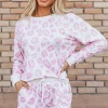 Fashion Dear-Lover Leopard Animal Print Pullover and Shorts Loungewear Pink