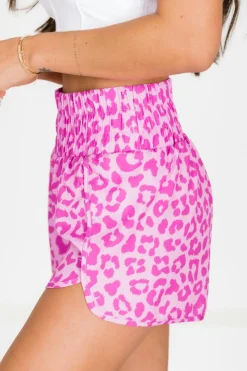 Outlet Dear-Lover Leopard High Waisted Athletic Shorts Pink
