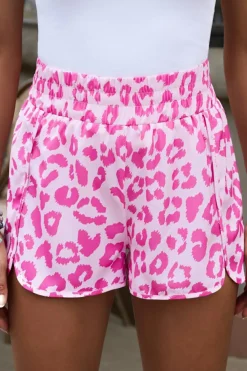 Outlet Dear-Lover Leopard High Waisted Athletic Shorts Pink