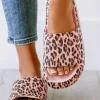 Online Dear-Lover Leopard Print Thick Sole Slip On Slippers Pink