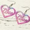 Fashion Dear-Lover Love Hollowed Heart Valentines Fashion Earrings Pink