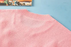 Outlet Dear-Lover Multi Crochet Flower Knit Short Sleeve Sweater Top Pink