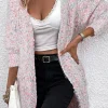 Fashion Dear-Lover Multicolor Confetti Open Front Knit Cardigan Pink