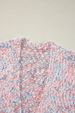 Fashion Dear-Lover Multicolor Confetti Open Front Knit Cardigan Pink