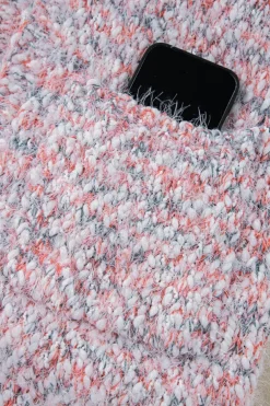 Fashion Dear-Lover Multicolor Confetti Open Front Knit Cardigan Pink