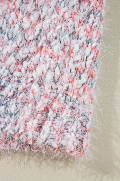 Fashion Dear-Lover Multicolor Confetti Open Front Knit Cardigan Pink