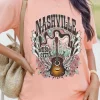 Hot Dear-Lover NASHVILLE MUSIC CITY Guitar Graphic T Shirt Pink