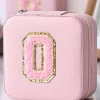 Clearance Dear-Lover O Initial Chenille Jewelry Box with Mirror Pink