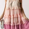 Hot Dear-Lover Ombre Swiss Dot Ruffled Tiered Mini Dress Pink