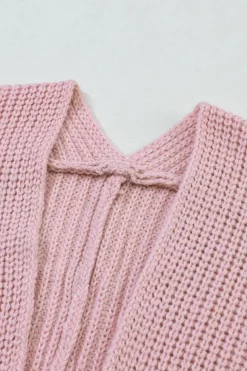 New Dear-Lover Oversized Fold Over Sleeve Open Front Cardigan Pink