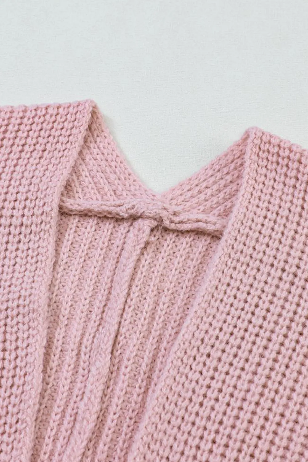 New Dear-Lover Oversized Fold Over Sleeve Open Front Cardigan Pink