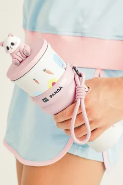 Hot Dear-Lover Panda Decor Cute Print Stainless Steel Vacuum Cup 23OZ Pink