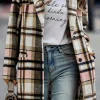 Discount Dear-Lover Plaid Button Up Lapel Jacket Pink