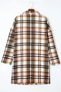 Discount Dear-Lover Plaid Button Up Lapel Jacket Pink