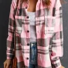 Hot Dear-Lover Plaid Button Up Patch Pocket Shirt Pink